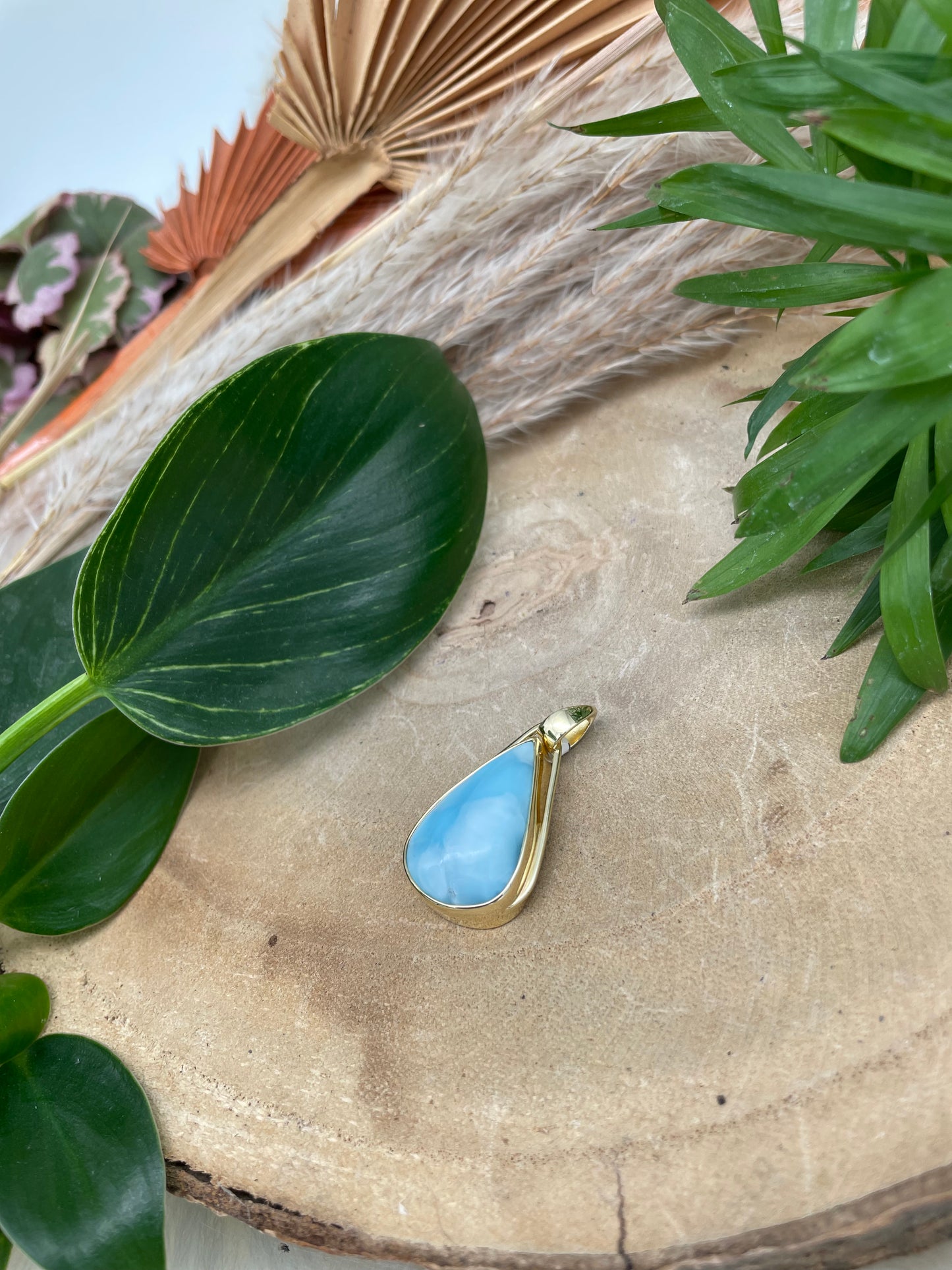 Larimar Anhänger vergoldet